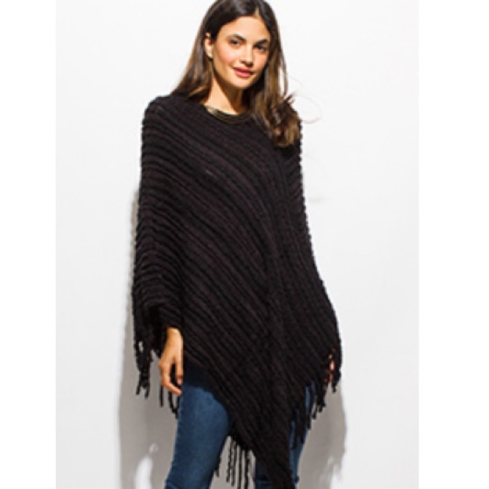 ‼️Fuzzy Knit Pullover Poncho